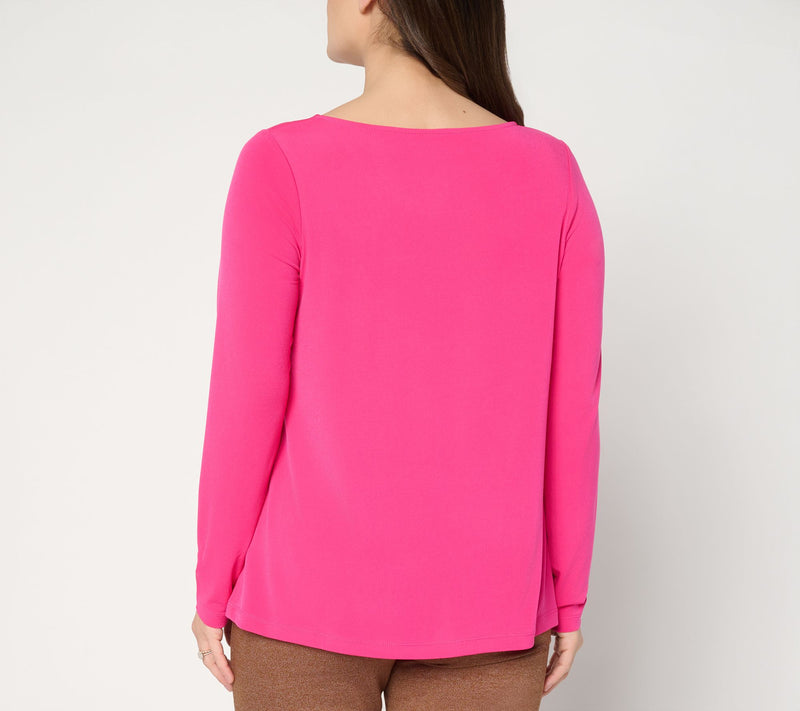 Susan Graver Essentials Liquid Knit Ballet Neck A-Line Top — View 6