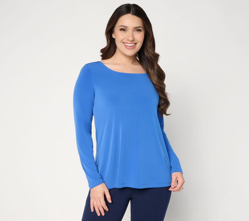 Susan Graver Essentials Liquid Knit Ballet Neck A-Line Top — View 15