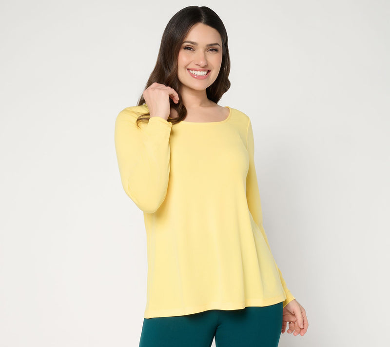 Susan Graver Essentials Liquid Knit Ballet Neck A-Line Top — View 16