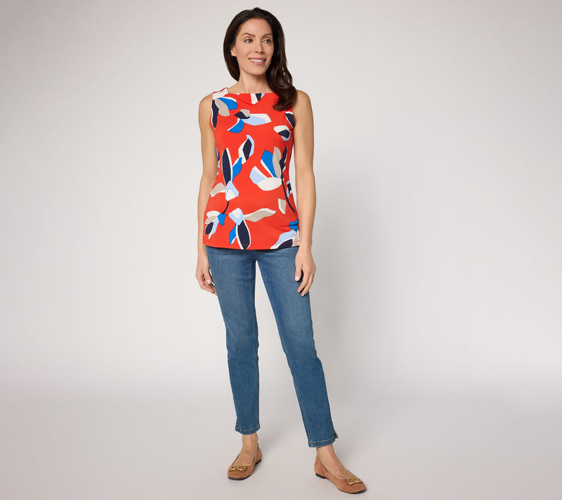 Susan Graver Printed Liquid Knit Sleeveless Envelope-Neck Top — View 6