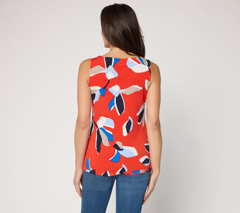 Susan Graver Printed Liquid Knit Sleeveless Envelope-Neck Top — View 5