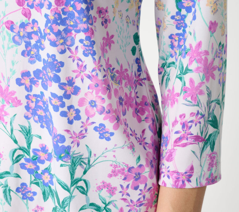 Susan Graver Printed Liquid Knit 3/4-Sleeve A-Line Top — View 6