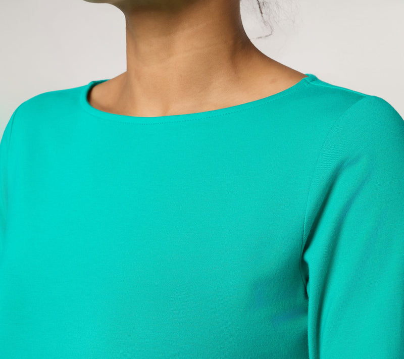 Susan Graver Essentials Comfy Cotton Bateau-Neck Shirttail Top — View 6