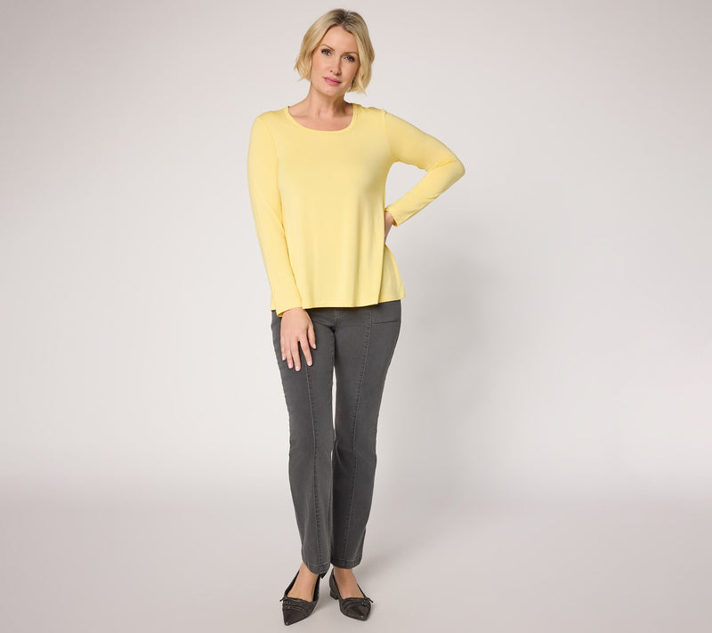 Susan Graver Essentials Rayon Allure Knit Scoop Neck A-Line Top — View 5