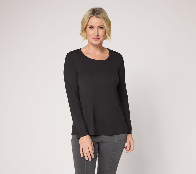 Susan Graver Essentials Rayon Allure Knit Scoop Neck A-Line Top — View 12