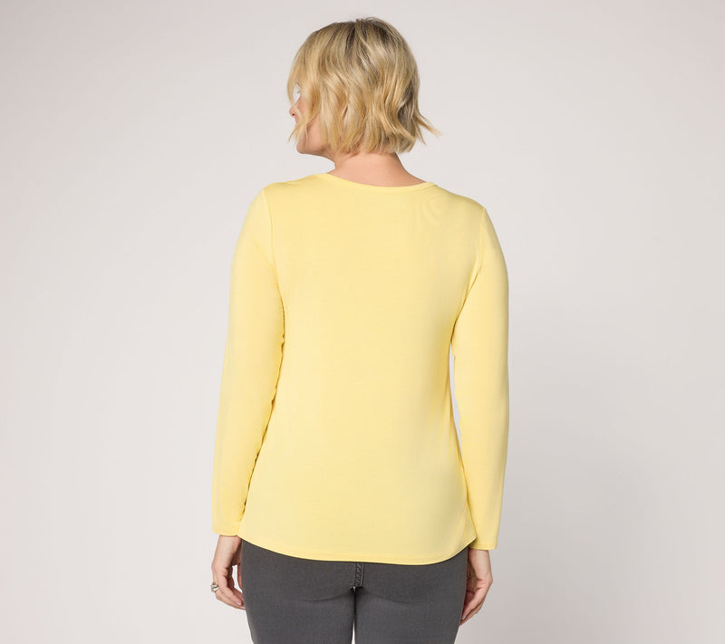 Susan Graver Essentials Rayon Allure Knit Scoop Neck A-Line Top — View 4