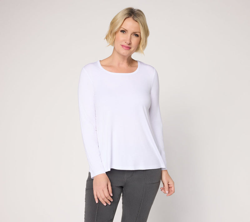 Susan Graver Essentials Rayon Allure Knit Scoop Neck A-Line Top — View 13