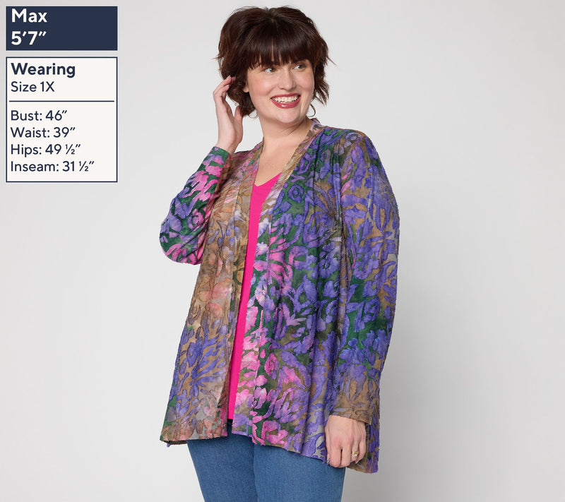 Susan Graver Regular Novelty Knit Cardigan w/ Liquid Knit Tank Set — View 6