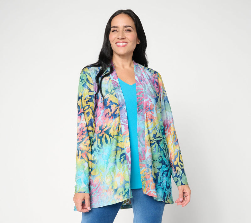 Susan Graver Petite Novelty Knit Cardigan w/ Liquid Knit Tank Set — View 13