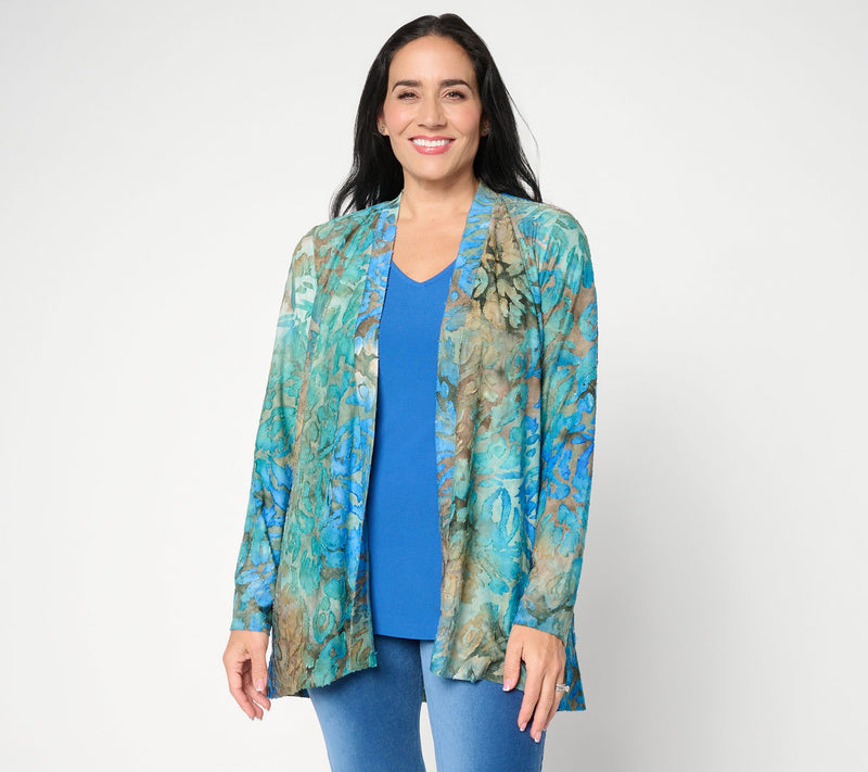 Susan Graver Petite Novelty Knit Cardigan w/ Liquid Knit Tank Set — View 15