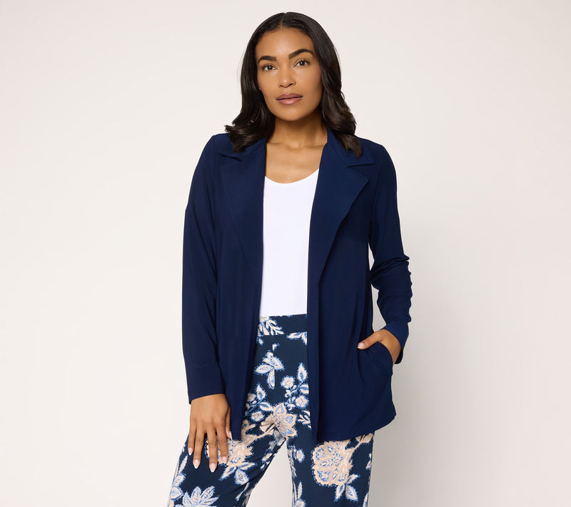 Susan Graver Petite LK Luxe Print or Solid Cardigan — View 9