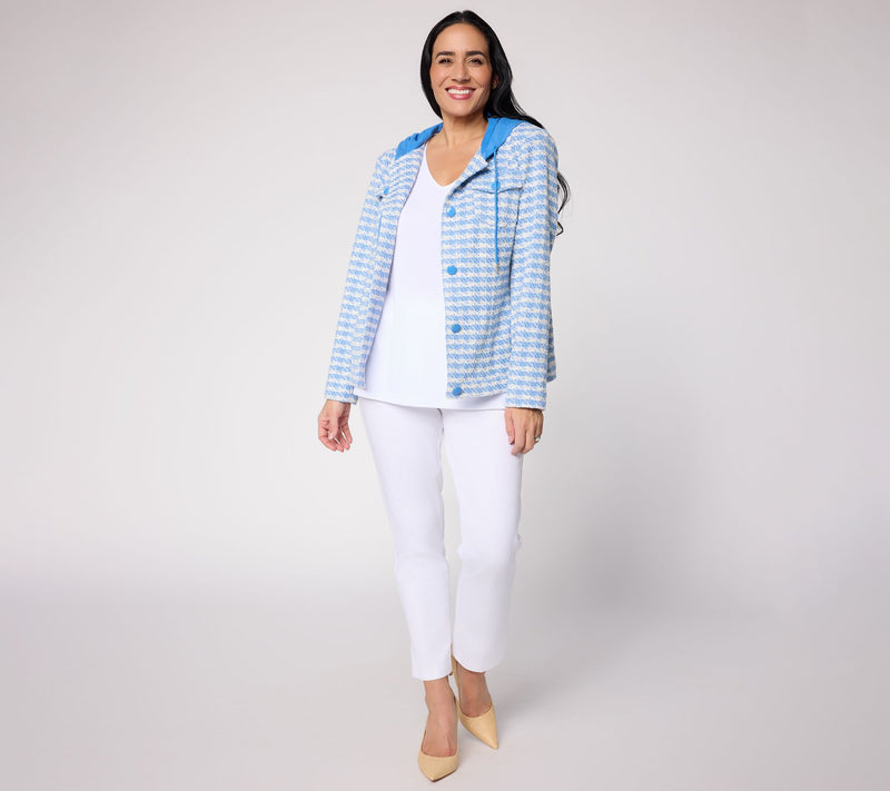Susan Graver Knit Tweed Jacket with Combo Hood — View 9