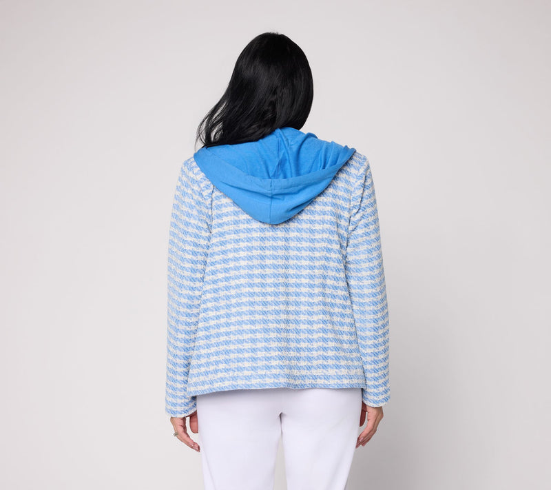 Susan Graver Knit Tweed Jacket with Combo Hood — View 8