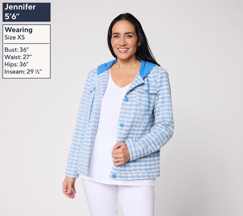 Susan Graver Knit Tweed Jacket with Combo Hood — View 7