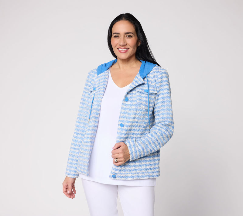 Susan Graver Knit Tweed Jacket with Combo Hood — View 12