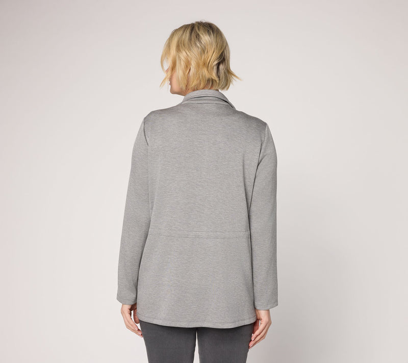 Susan Graver Weekend Regular Serene Knit Zip Front Anorak Jacket — View 4