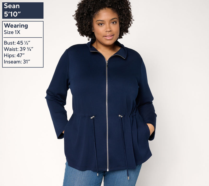 Susan Graver Weekend Regular Serene Knit Zip Front Anorak Jacket — View 2