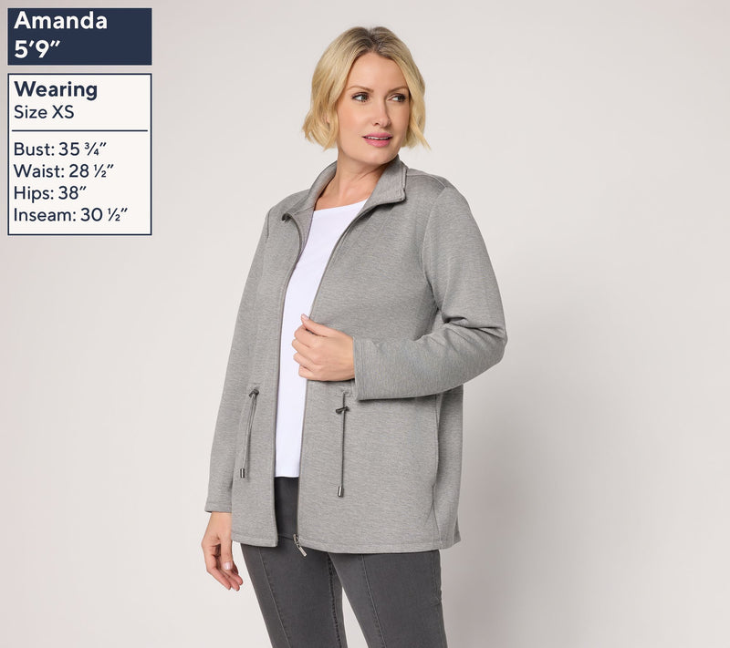 Susan Graver Weekend Regular Serene Knit Zip Front Anorak Jacket — View 3