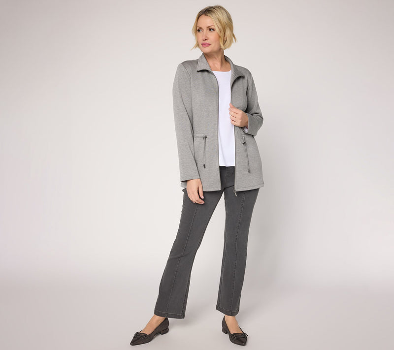 Susan Graver Weekend Petite Serene Knit Zip Front Anorak Jacket — View 5