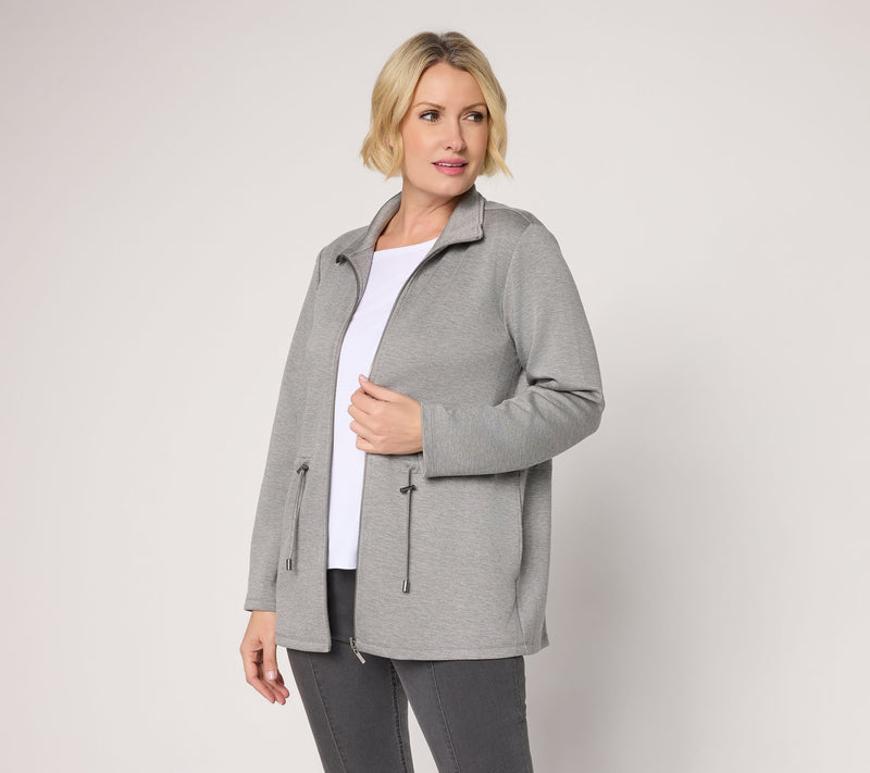Susan Graver Weekend Petite Serene Knit Zip Front Anorak Jacket — Main view