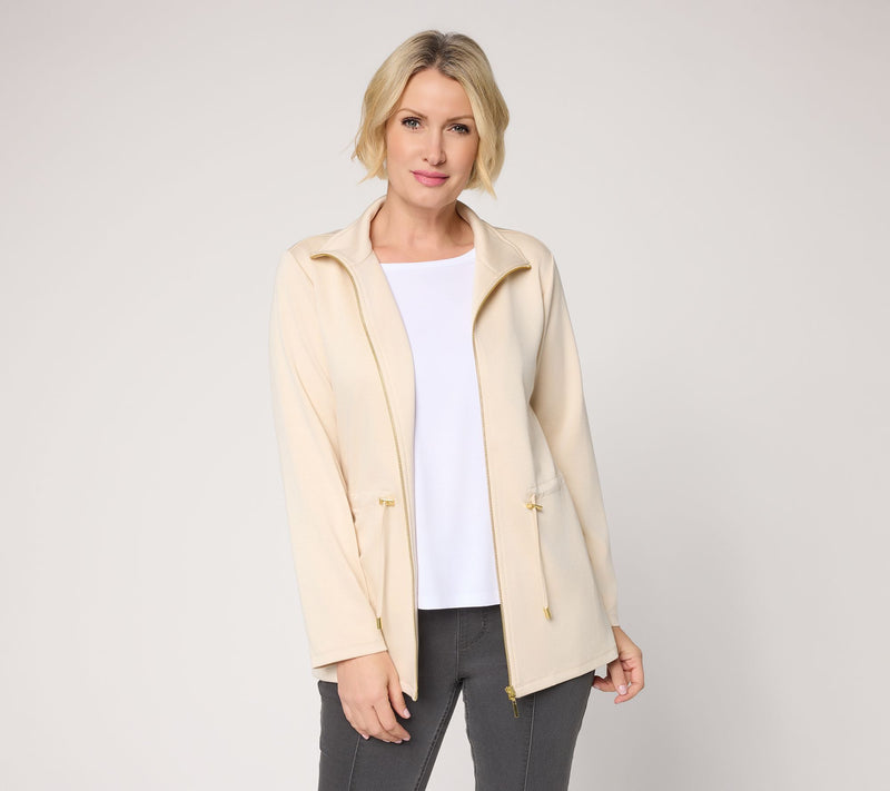 Susan Graver Weekend Petite Serene Knit Zip Front Anorak Jacket — View 14