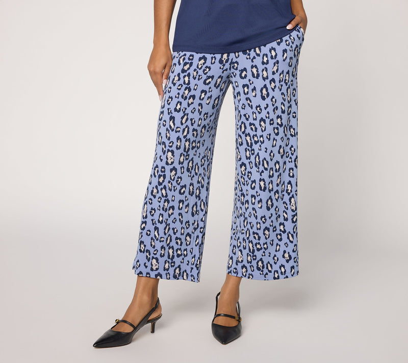Susan Graver Regular Printed Liquid Knit Wide-Leg Crop Pants — View 12