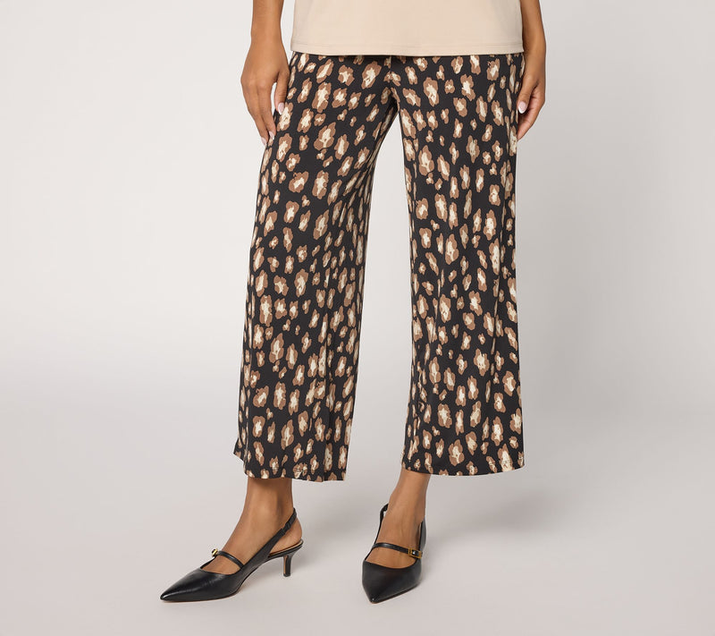 Susan Graver Petite Printed Liquid Knit Wide-Leg Crop Pants — View 10