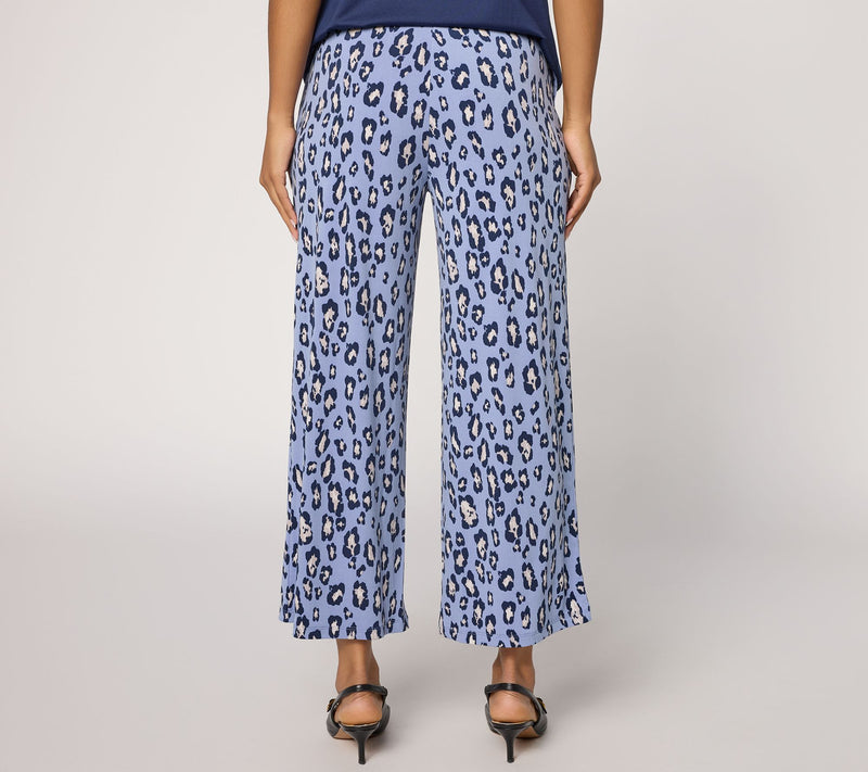 Susan Graver Petite Printed Liquid Knit Wide-Leg Crop Pants — View 4