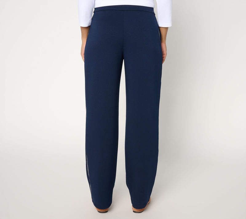 Susan Graver Weekend Regular Serene Knit Wide Leg Pant w/ Side Piping — View 4