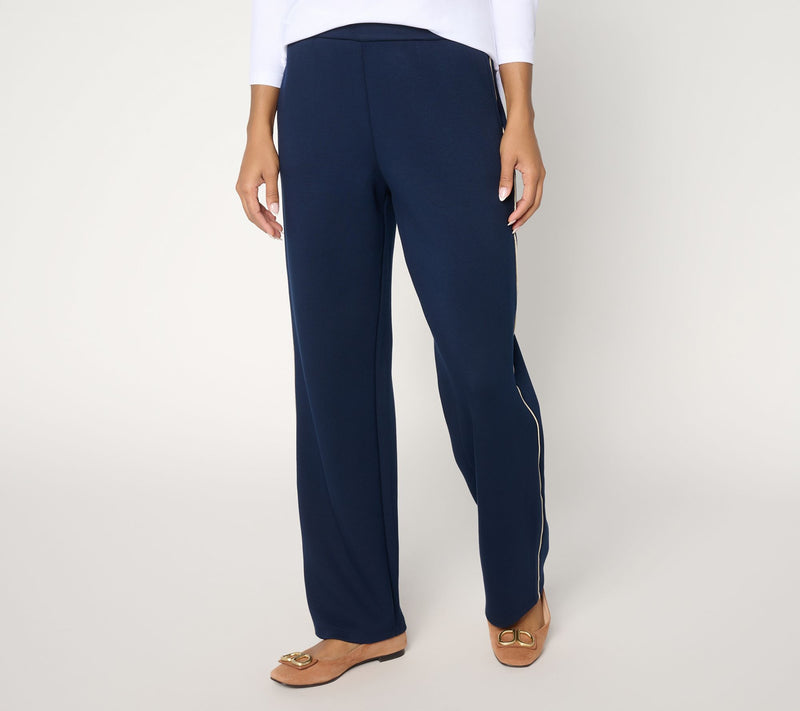 Susan Graver Weekend Regular Serene Knit Wide Leg Pant w/ Side Piping — View 12