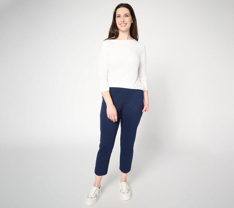Susan Graver Regular Pique Knit Slim Leg Crop Pant — View 5