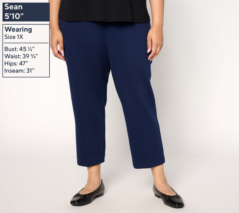 Susan Graver Regular Pique Knit Slim Leg Crop Pant — View 2