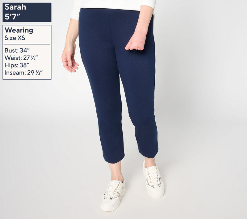 Susan Graver Regular Pique Knit Slim Leg Crop Pant — View 3