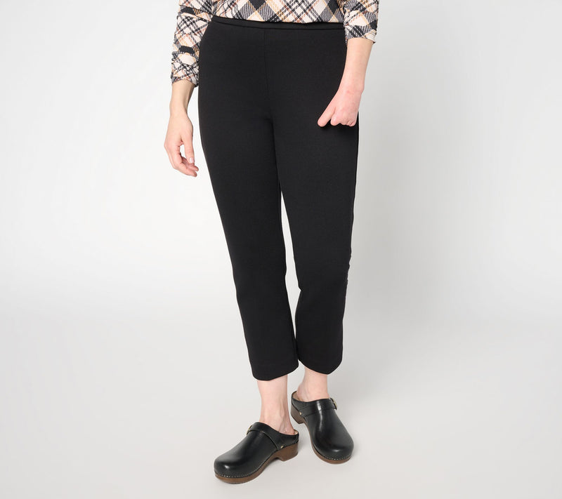Susan Graver Petite Pique Knit Slim Leg Crop Pant — Main view