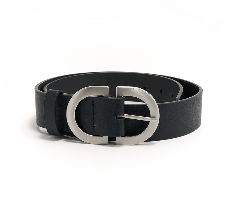 Susan Graver Faux Leather Belt with Novelty Metal Buckle — View 3