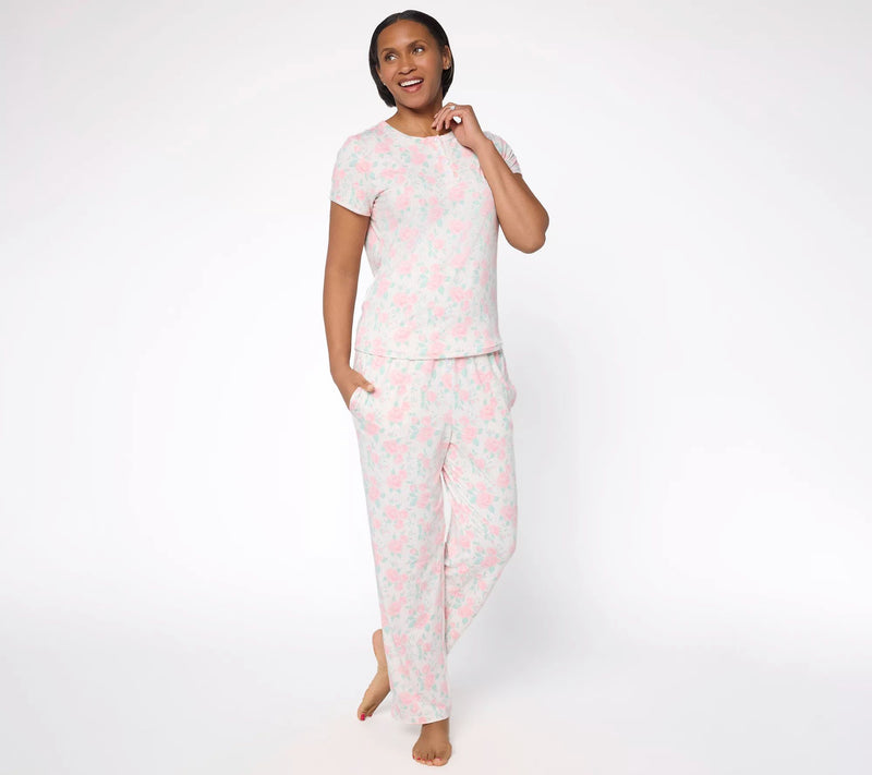 Berkshire Homewear Reg. Silky Smooth Henley and Pant Pajama Set — View 6