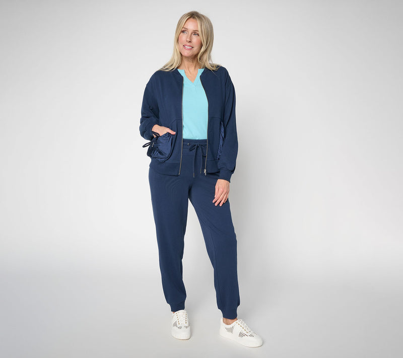 LOGO by Lori Goldstein French Terry Zip Front Bomber Jacket — View 5