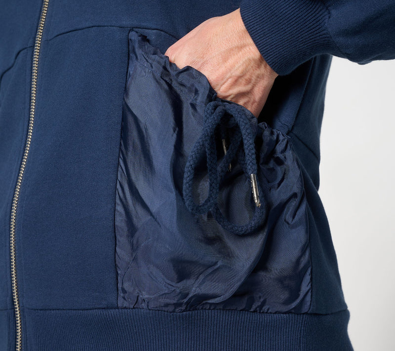 LOGO by Lori Goldstein French Terry Zip Front Bomber Jacket — View 6