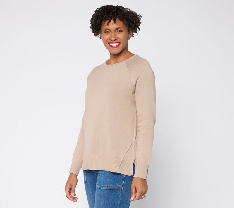 LOGO by Lori Goldstein Cotton Raglan Sleeve Sweater — View 14