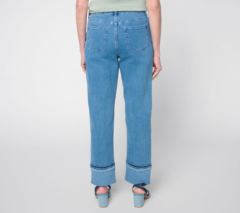 LOGO by Lori Goldstein Petite Cuffed Hem Straight Leg Jeans — View 8