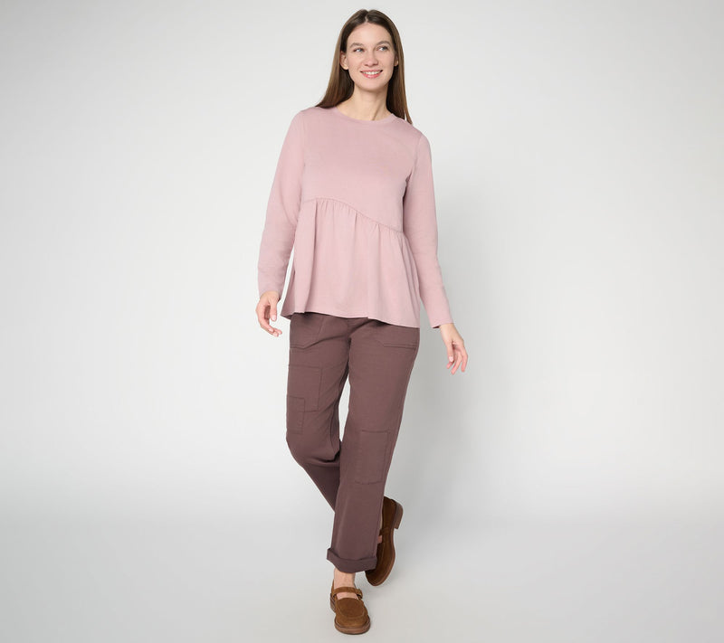 LOGO by Lori Goldstein A-Line Long Slv Top w/ Curved Seam — View 5