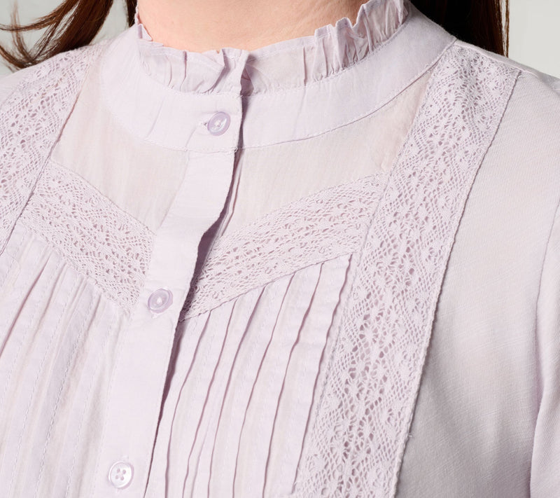 LOGO Lavish by Lori Goldstein 100% Cotton Long Sleeve Woven Blouse — View 5