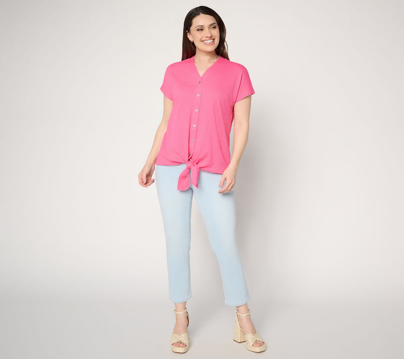 Belle by Kim Gravel Petite TripleLuxe Denim Topstitch Cropped Jean — View 9