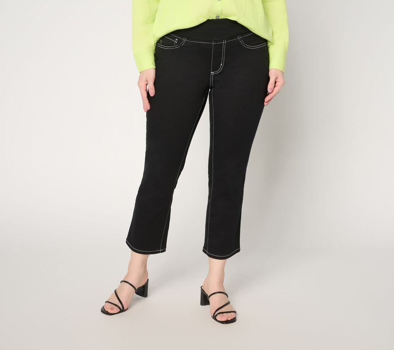 Belle by Kim Gravel Petite TripleLuxe Twill Topstitch Cropped Jean — View 9