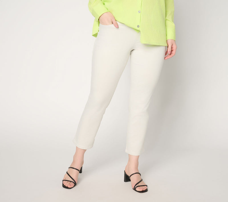 Belle by Kim Gravel Petite TripleLuxe Twill Topstitch Cropped Jean — View 5