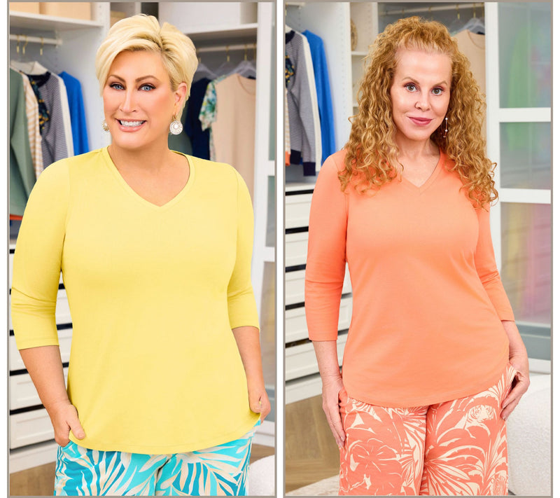 Belle by Kim Gravel TripleLuxe Knit Set of 2 3/4 Sleeve Tops — View 6