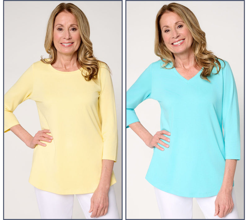 Belle by Kim Gravel TripleLuxe Knit Set of 2 3/4 Sleeve Tops — View 14