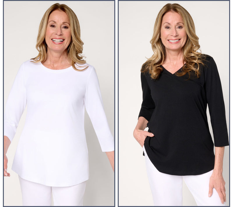 Belle by Kim Gravel TripleLuxe Knit Set of 2 3/4 Sleeve Tops — View 15
