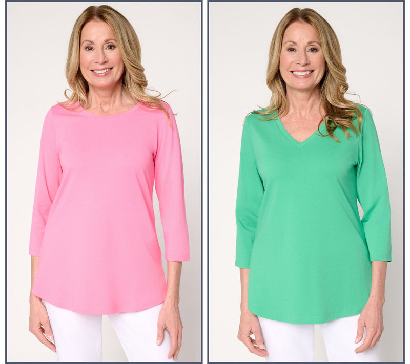 Belle by Kim Gravel TripleLuxe Knit Set of 2 3/4 Sleeve Tops — View 16