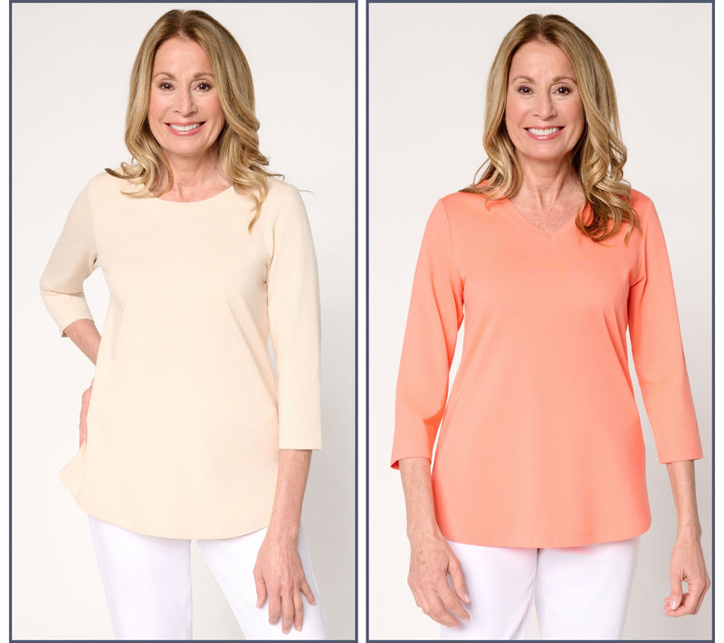 Belle by Kim Gravel TripleLuxe Knit Set of 2 3/4 Sleeve Tops — View 17